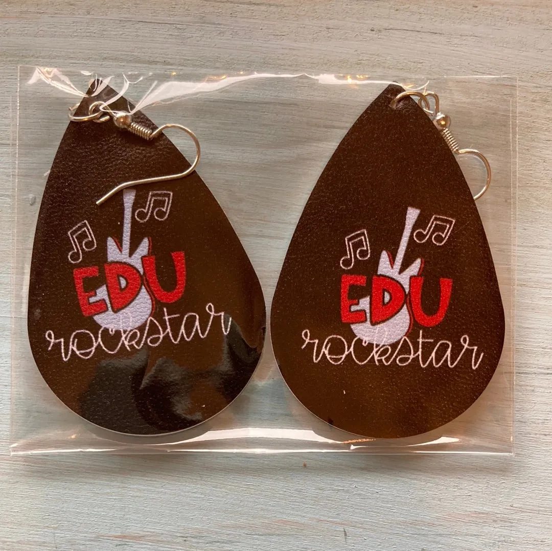 Edu Rockstar Faux Leather Earrings