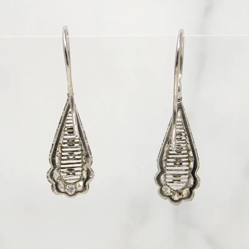 Edwardian Platinum & Diamond Teardrop Earrings