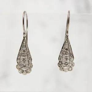 Edwardian Platinum & Diamond Teardrop Earrings