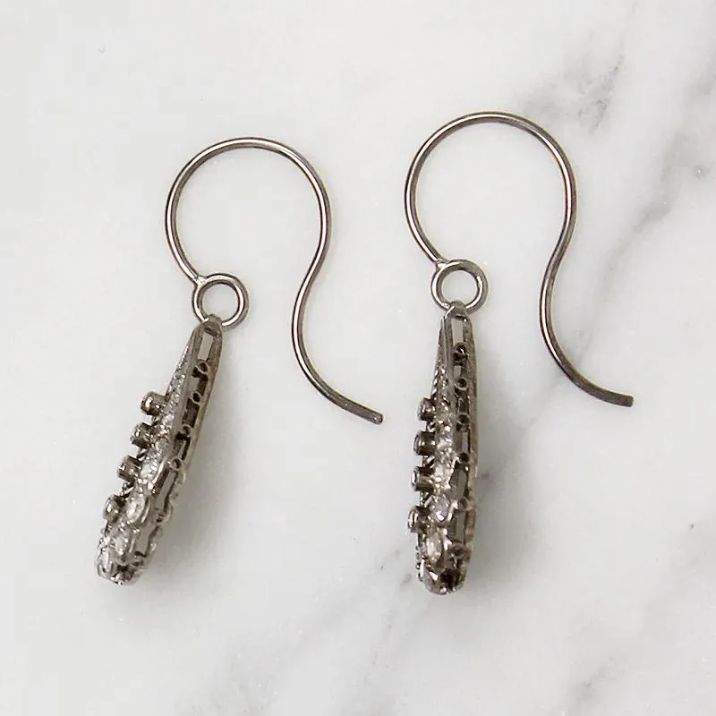 Edwardian Platinum & Diamond Teardrop Earrings