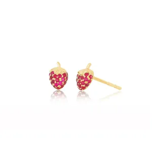 EF Collection Ruby Mini Strawberry Stud Earring