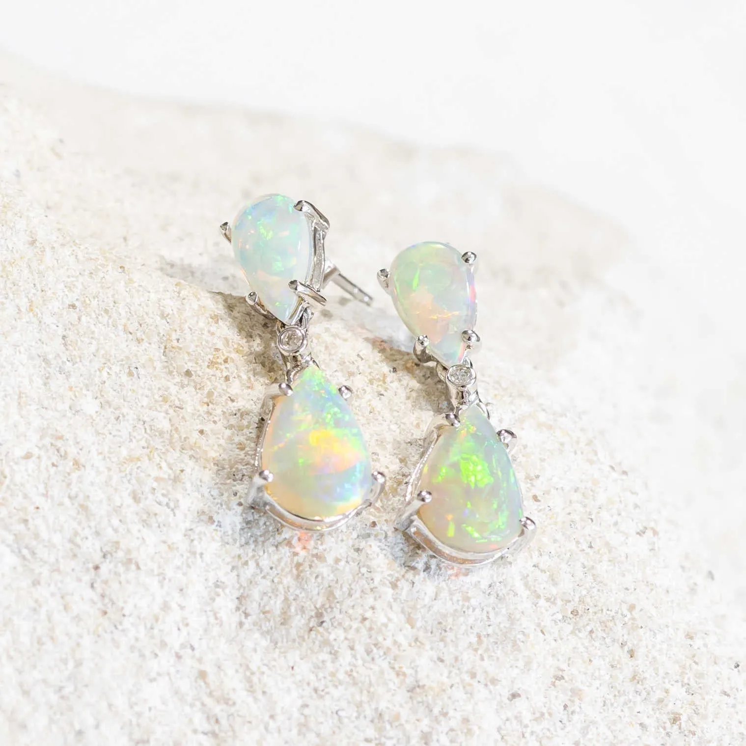 'Elaina' 14ct White Gold Crystal Opal Earring