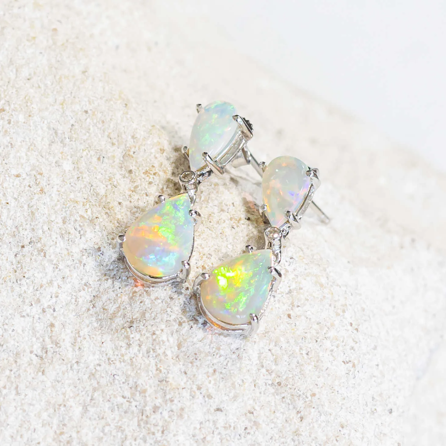 'Elaina' 14ct White Gold Crystal Opal Earring