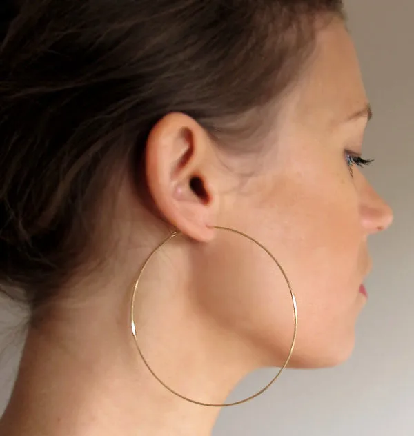Elegant Classic Large Gold Hoop Earrings 3 inch