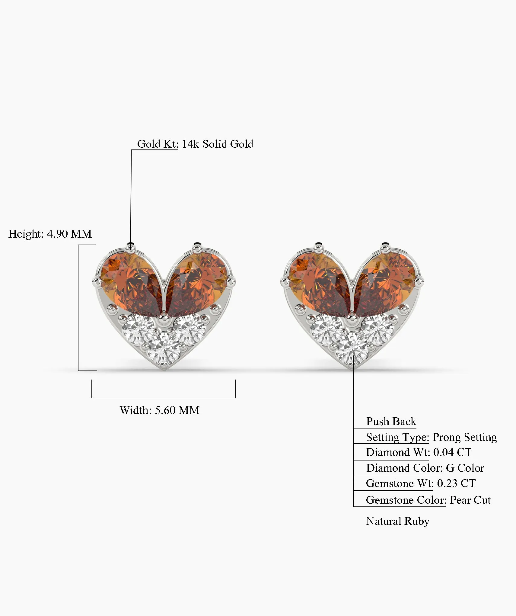 Elegant Heart Stud Earrings
