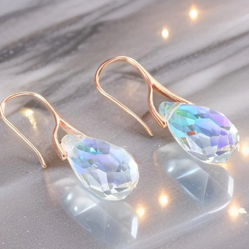 Elegant Waterdrop Crystal Iridescent Earrings