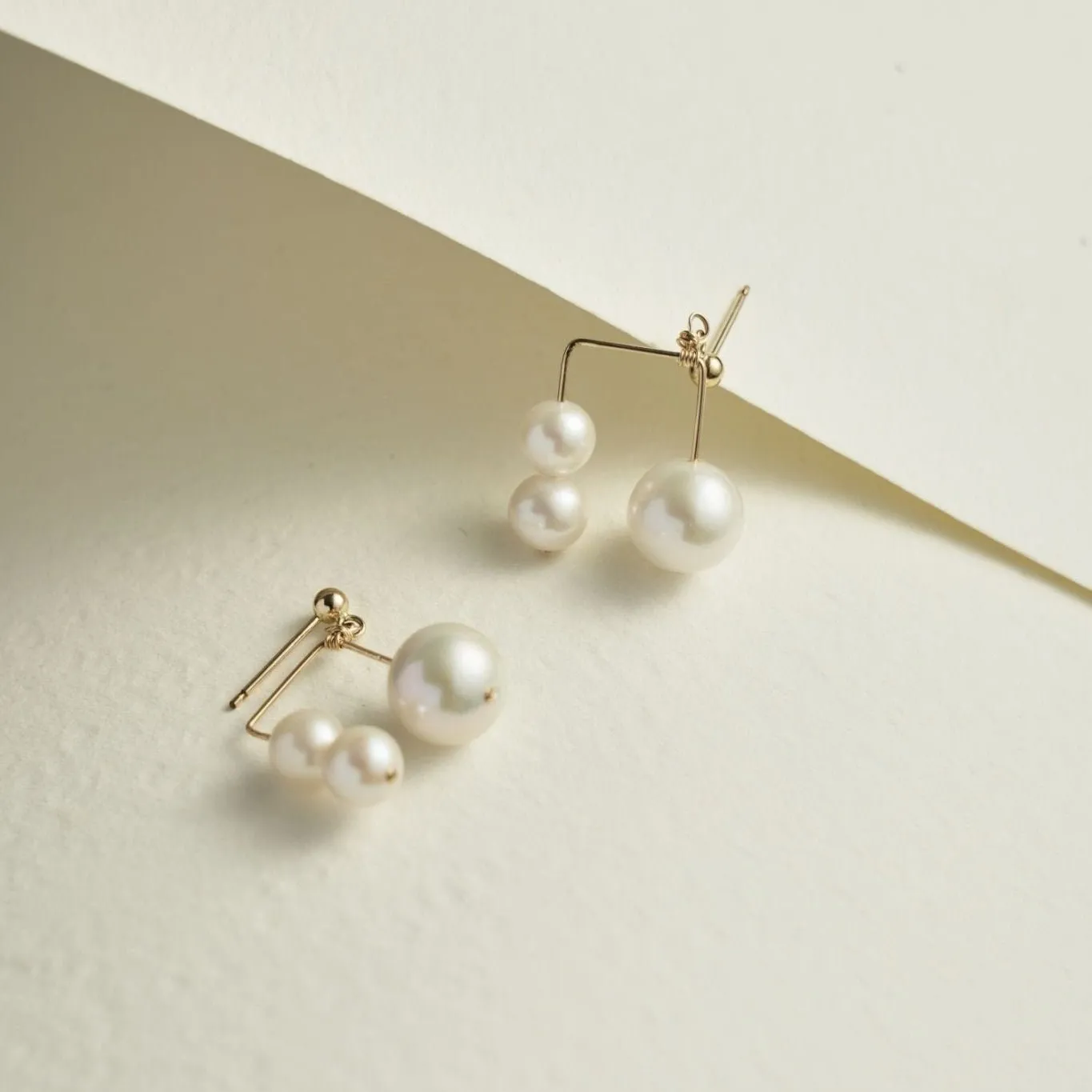 Embellished Series Triple Bead Inverted U Earrings
