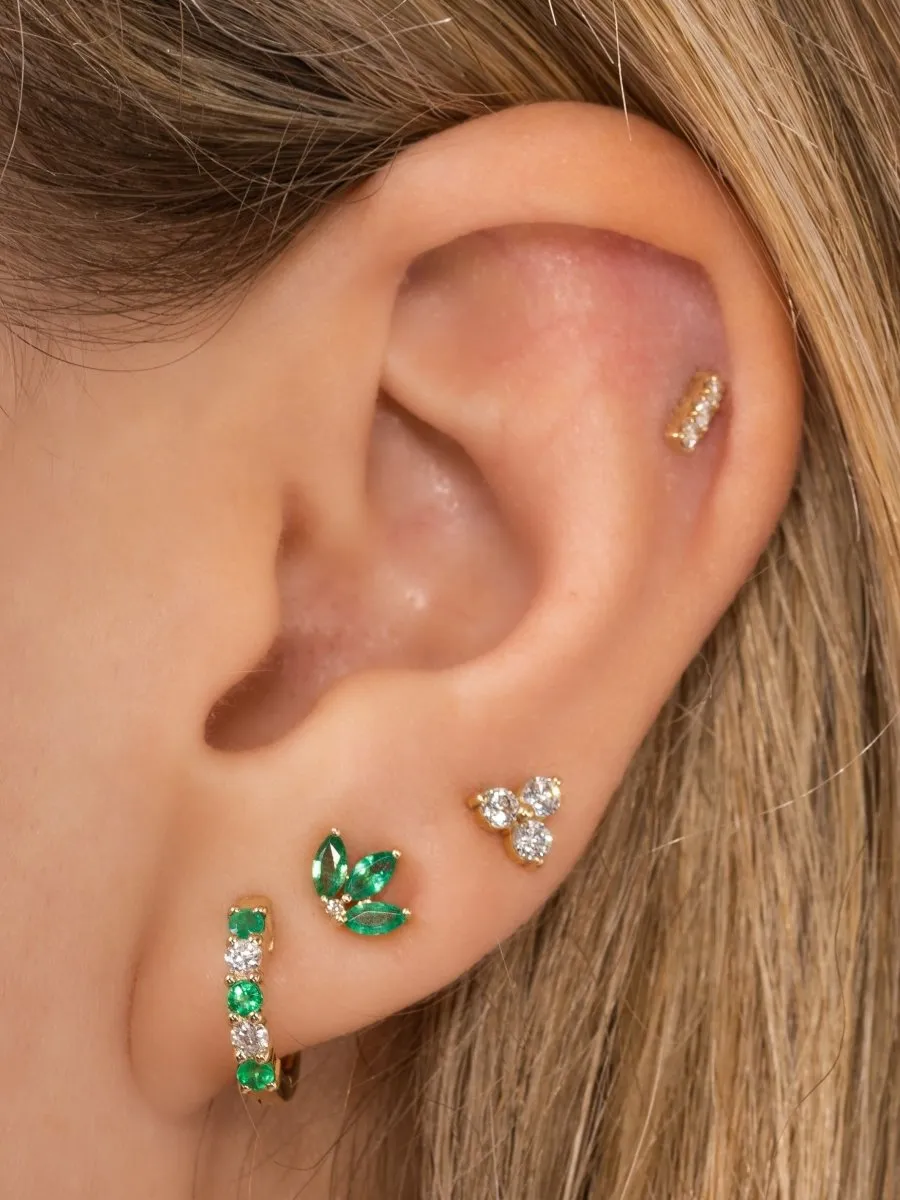 Emerald Lotus Stud 14K