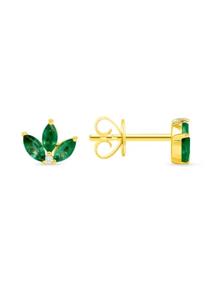 Emerald Lotus Stud 14K