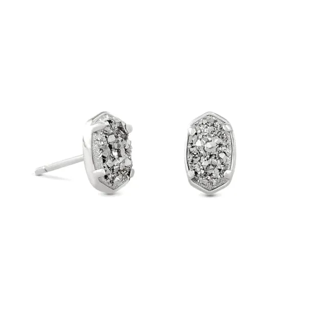 Emilie Silver Stud Earrings In Platinum Drusy