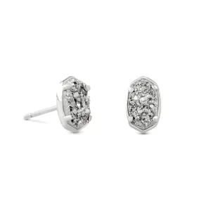 Emilie Silver Stud Earrings In Platinum Drusy