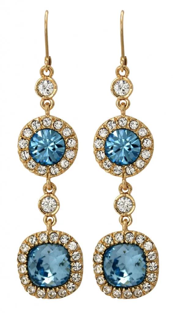 English Blue Crystal Earrings