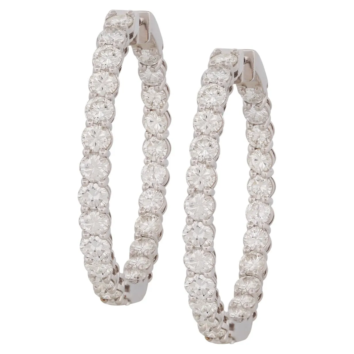 Enlarged Setting Diamond Hoop Earrings