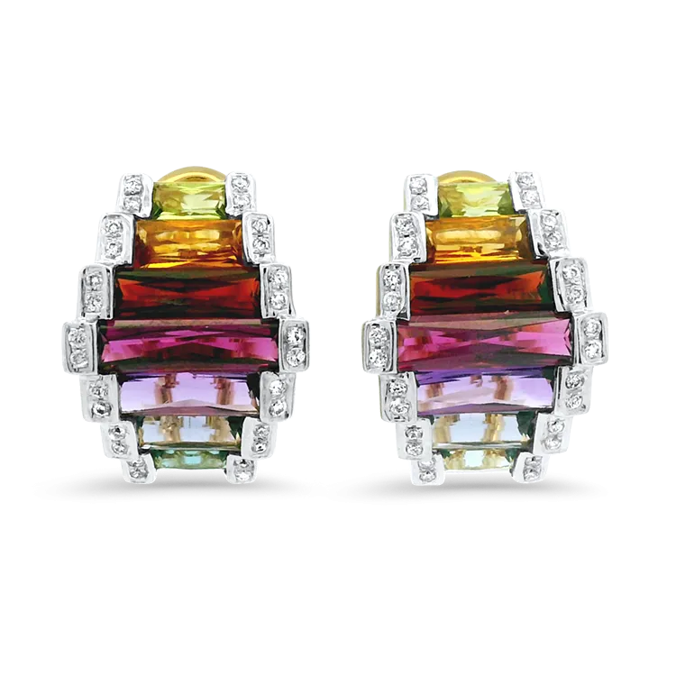 Estate 18k Yellow and White Gold Bellarri Ultimate Color Stud Earrings