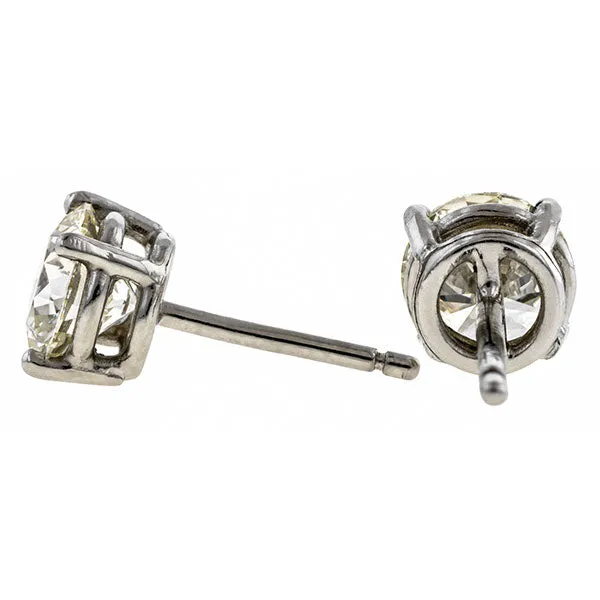 Estate Diamond Stud Earrings, 2.02ctw.