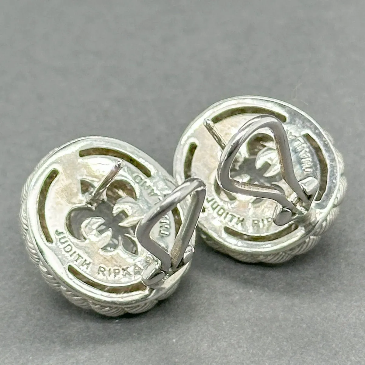 Estate Judith Ripka SS Crystal Stud Earrings