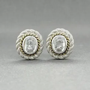 Estate Judith Ripka SS Crystal Stud Earrings
