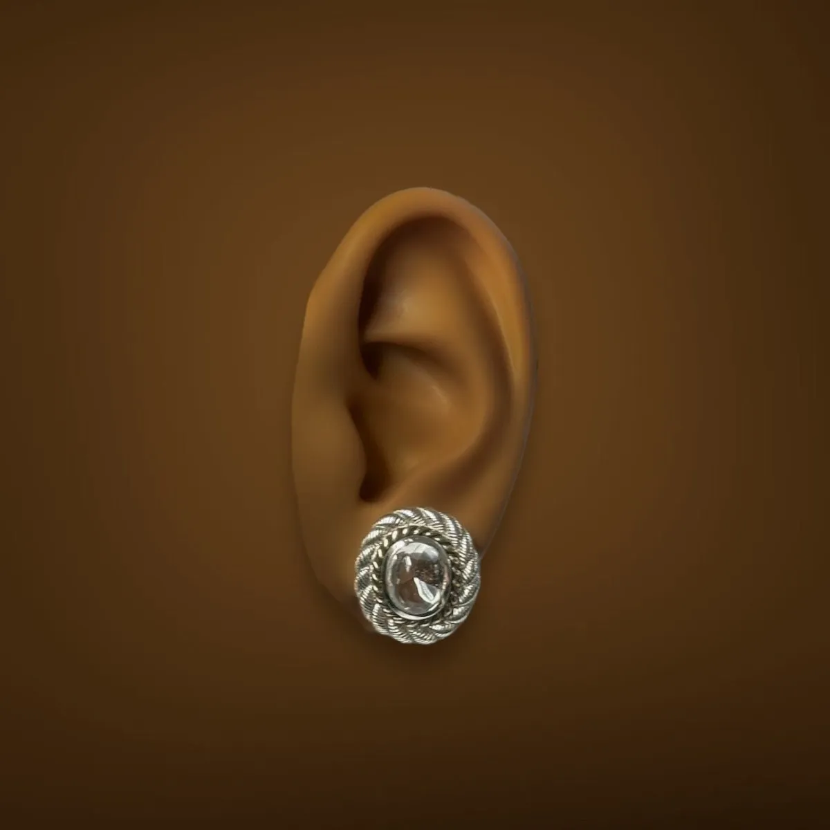 Estate Judith Ripka SS Crystal Stud Earrings