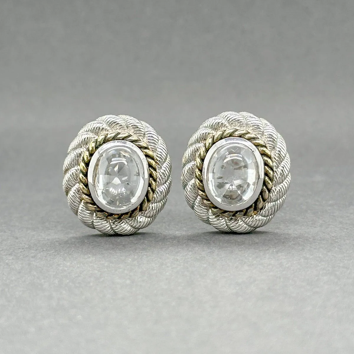 Estate Judith Ripka SS Crystal Stud Earrings