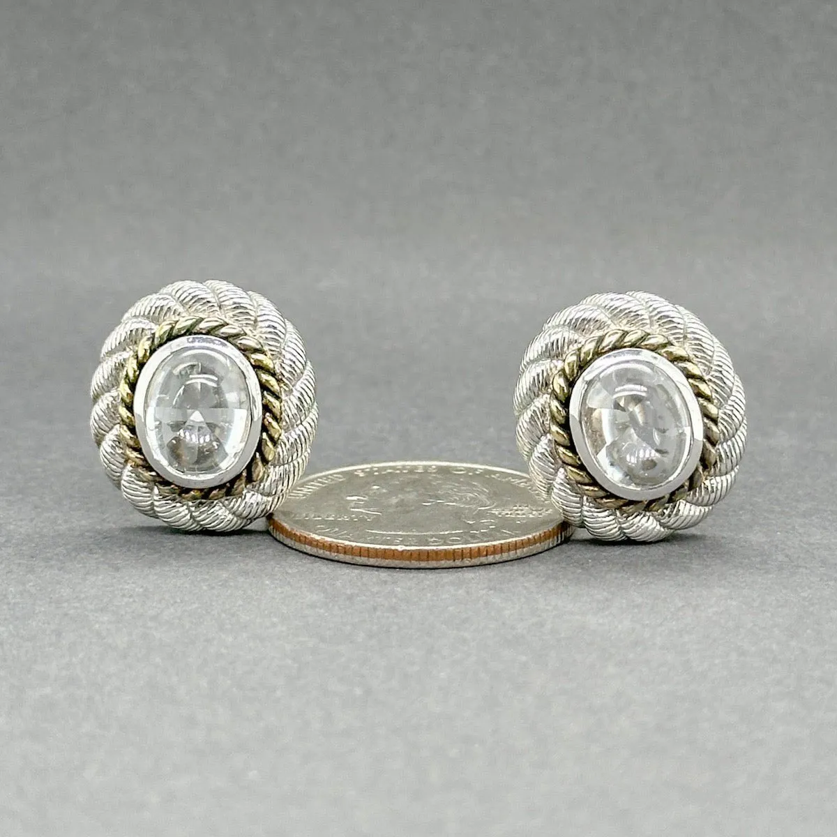 Estate Judith Ripka SS Crystal Stud Earrings