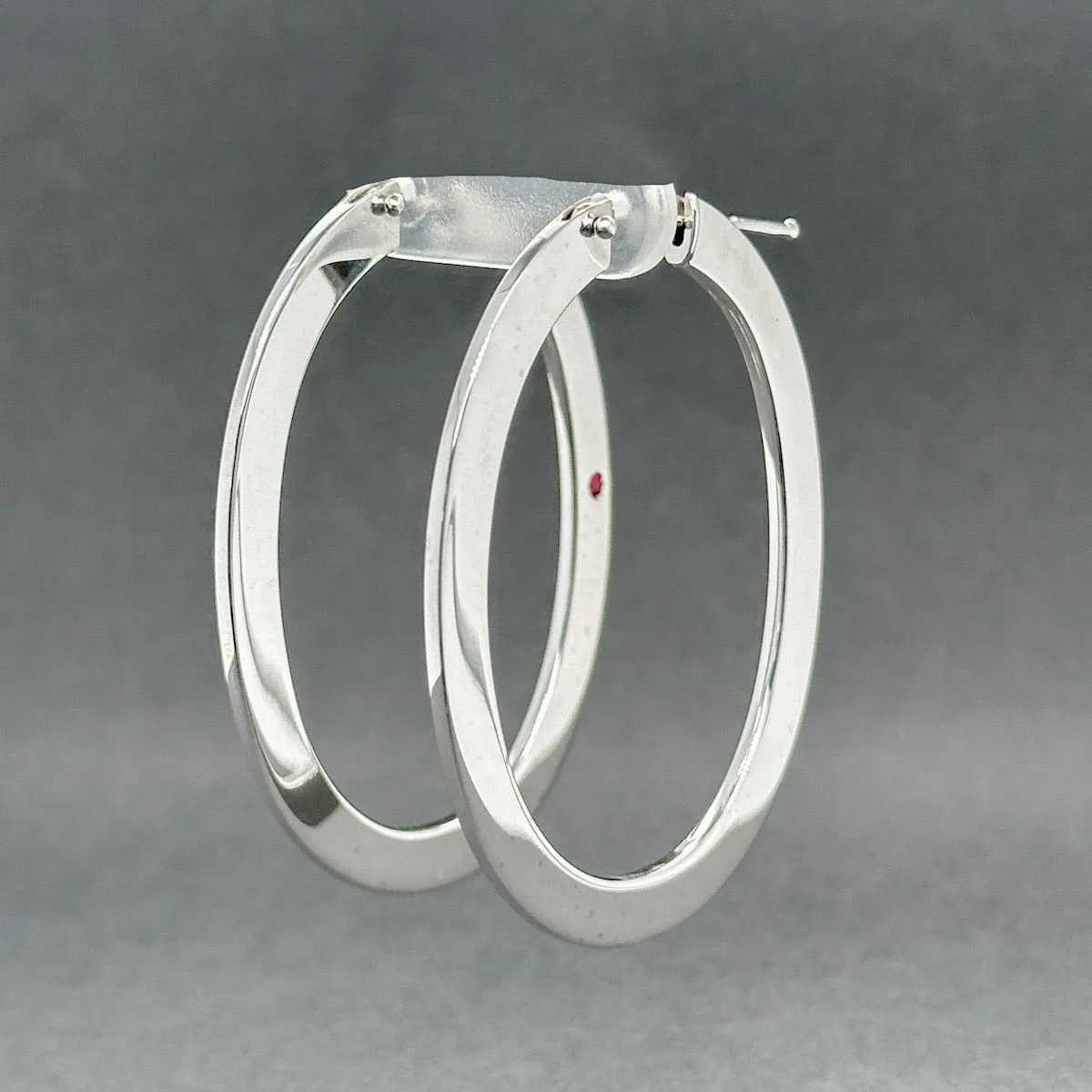 Estate Roberto Coin 18K W Gold Flat Oval Hoop Earrings