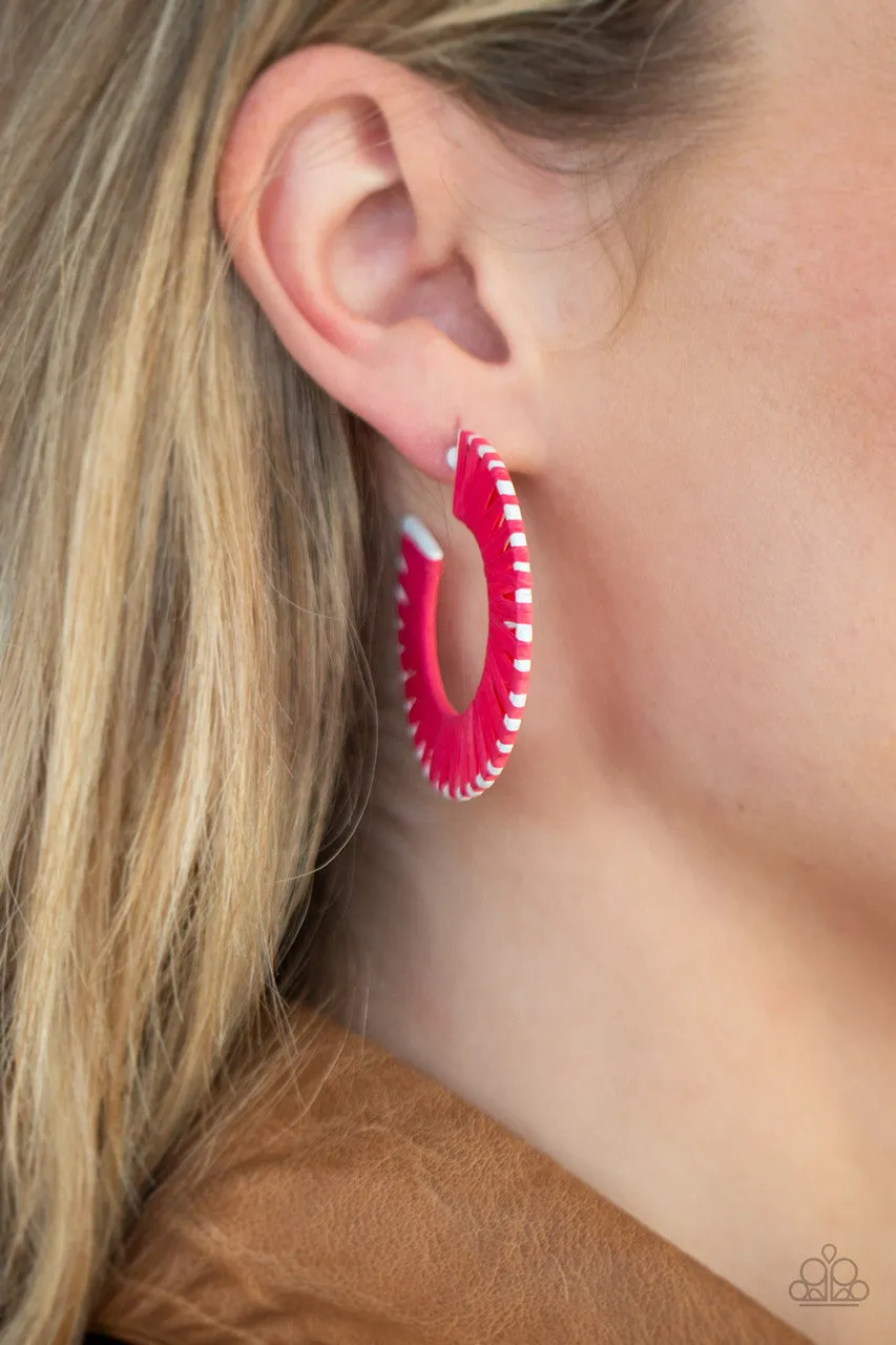 Everybody Conga! - Pink - Cord Wrapped Paparazzi Hoop Earrings