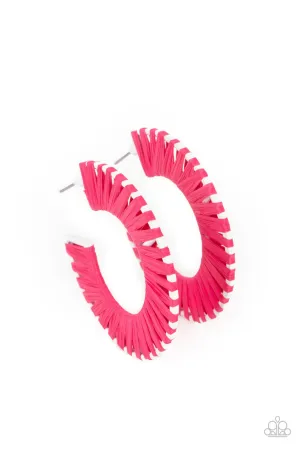 Everybody Conga! - Pink - Cord Wrapped Paparazzi Hoop Earrings