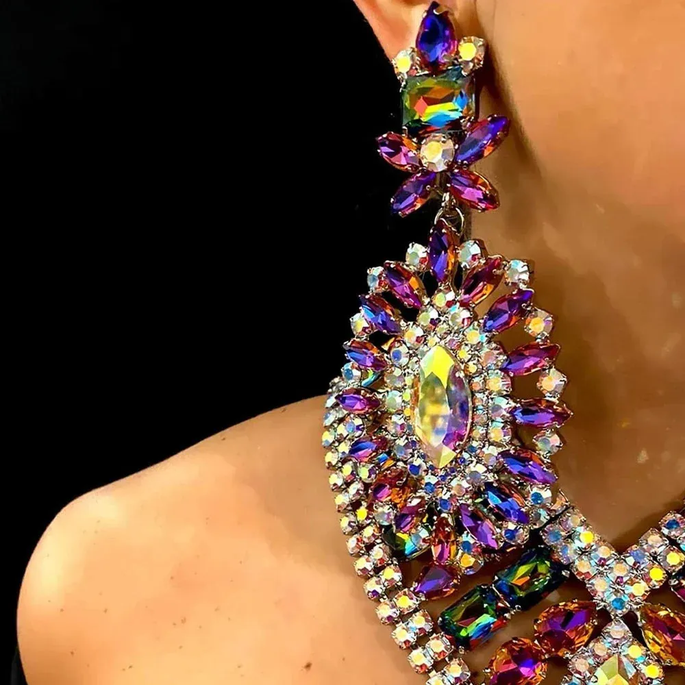 Exaggerated Crystal Drop Earrings