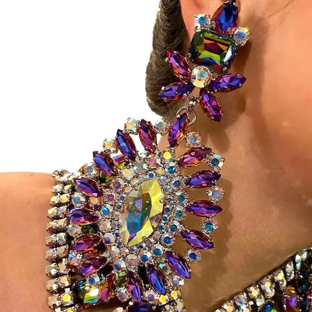 Exaggerated Crystal Drop Earrings