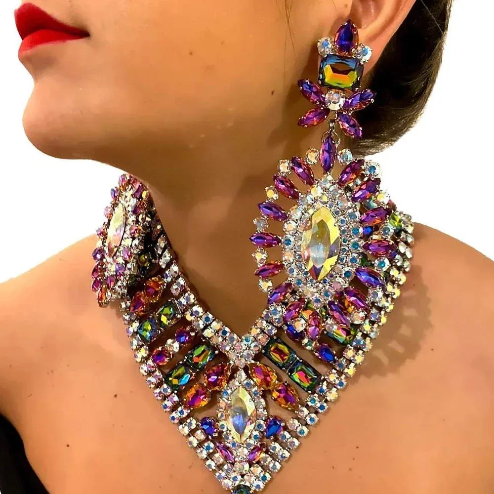 Exaggerated Crystal Drop Earrings