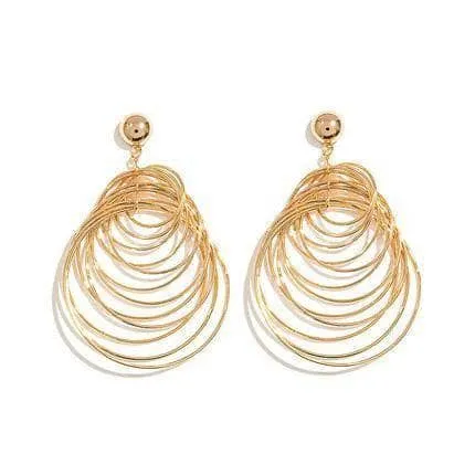 Exaggerated Golden Multiple Hoop Earrings