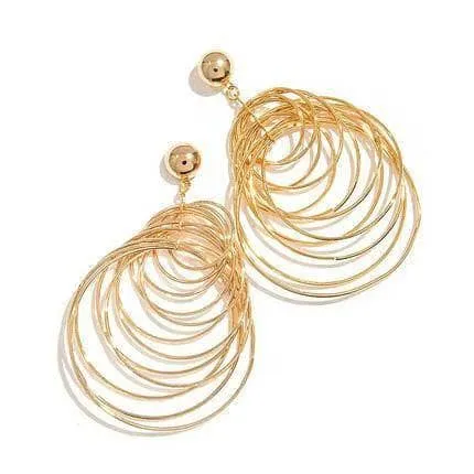 Exaggerated Golden Multiple Hoop Earrings