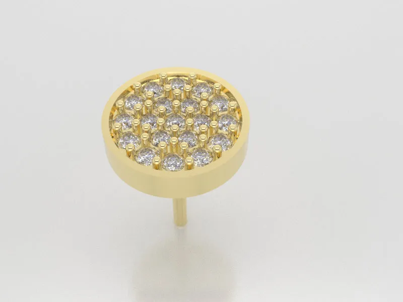 F1003 - Round Cluster Earrings ( D-8.0 mm , 1.3 mm x 19 pcs )