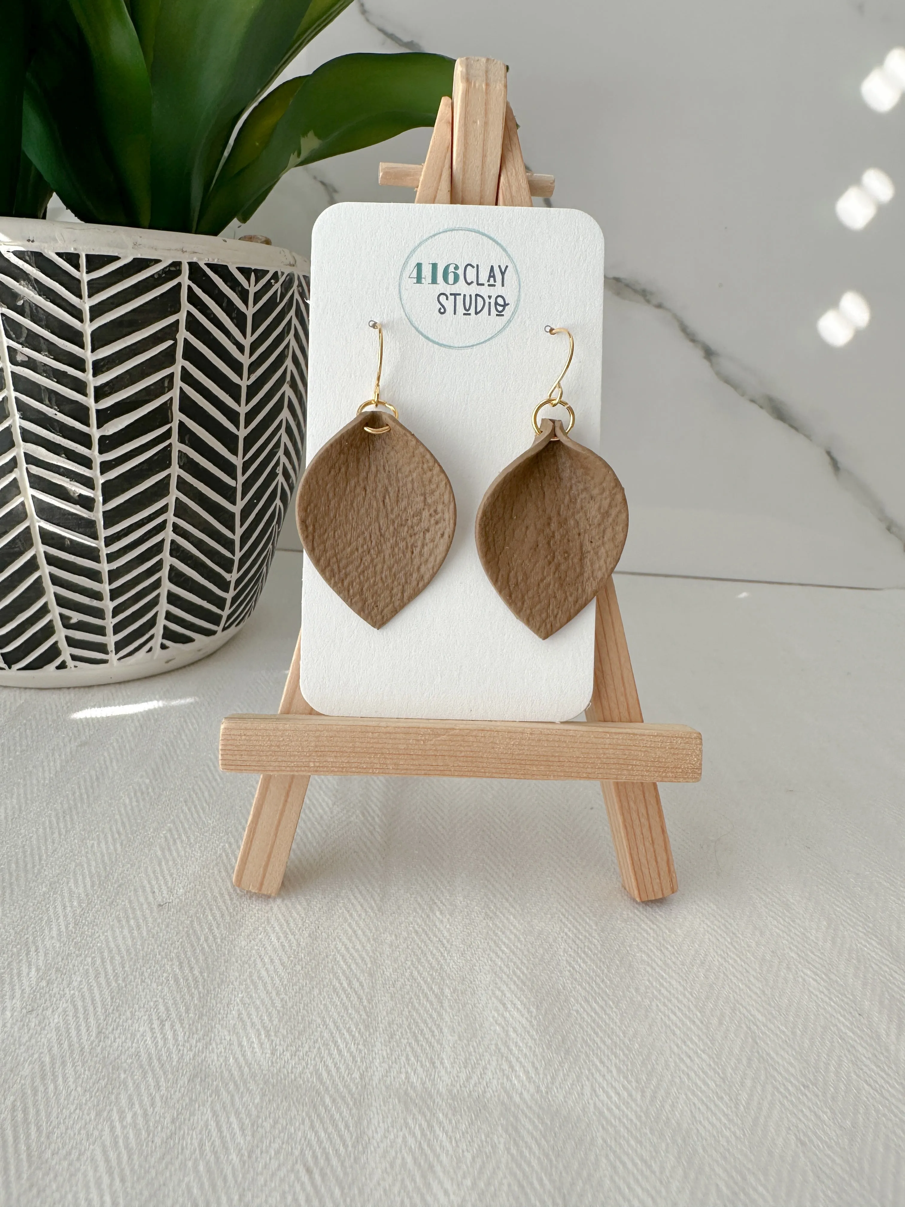 Faux Leather Earrings (two color options)