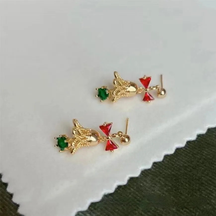 Festive Bell Red Bow Earrings