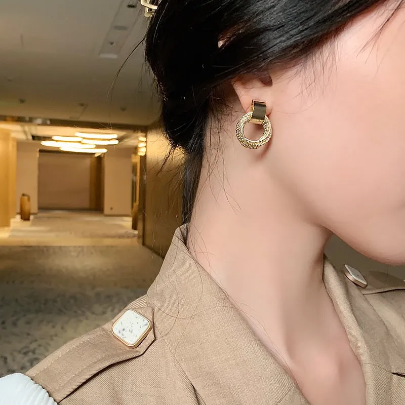 Fine Gold Plated Round Shape Pendant Earrings