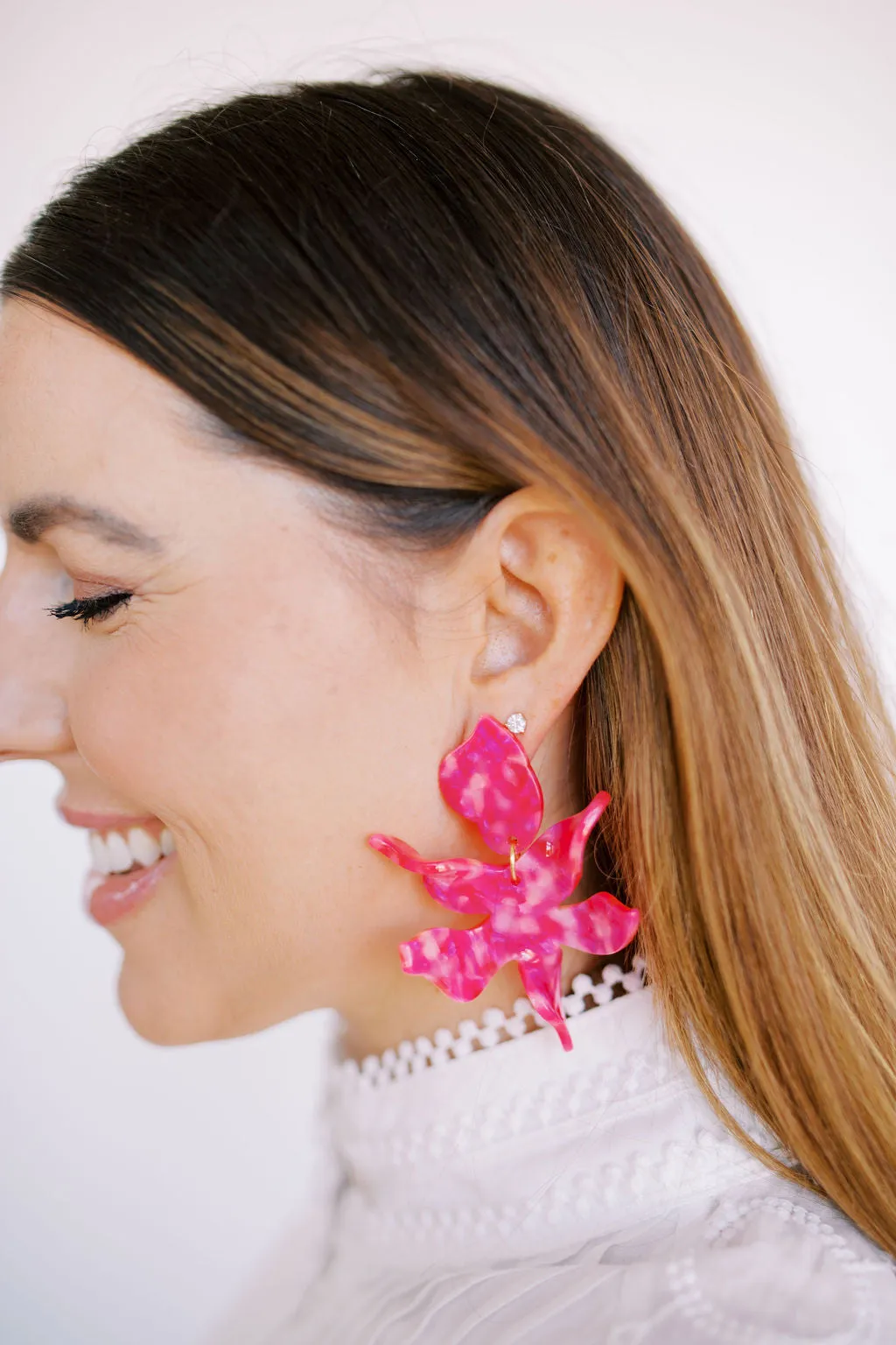 Flora Statement Earrings - Pink Party Punch