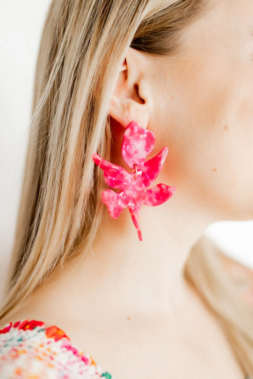 Flora Statement Earrings - Pink Party Punch