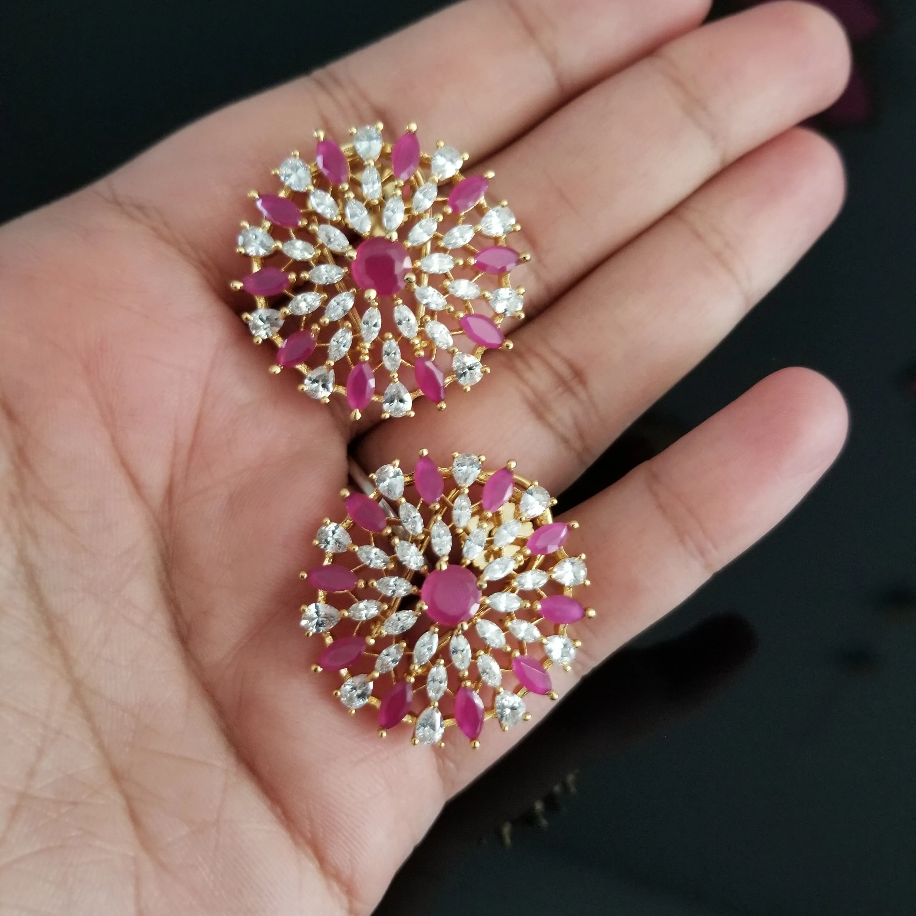 Flower AD studs With Gold Finish
