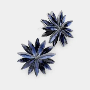 Flower Montana Blue Crystal Cluster Earrings