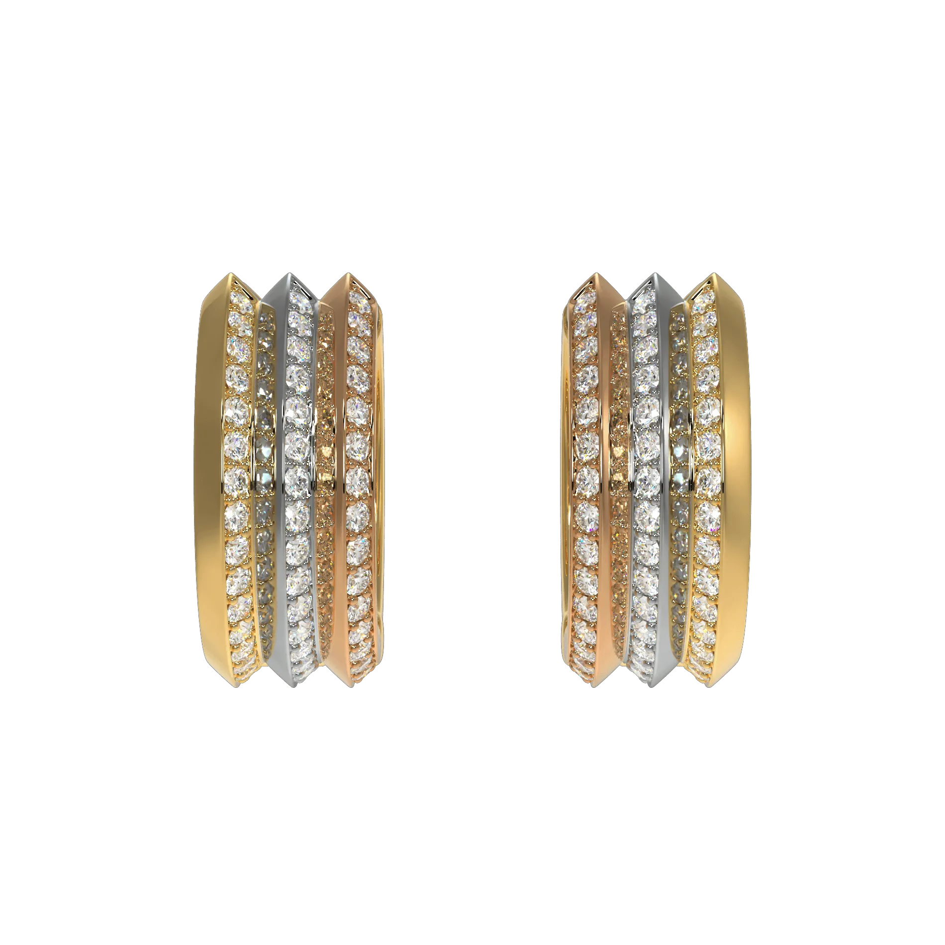 Fortune Triad Earrings with White Diamonds