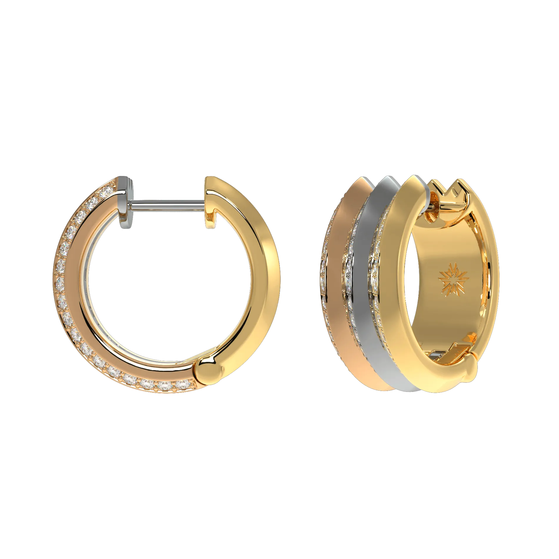 Fortune Triad Earrings with White Diamonds