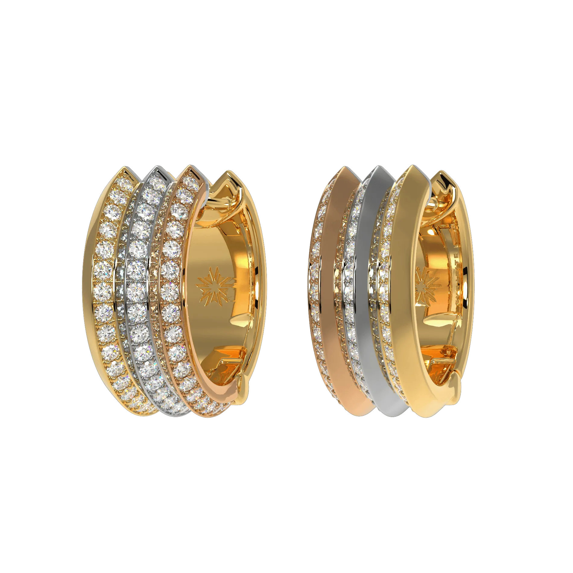 Fortune Triad Earrings with White Diamonds