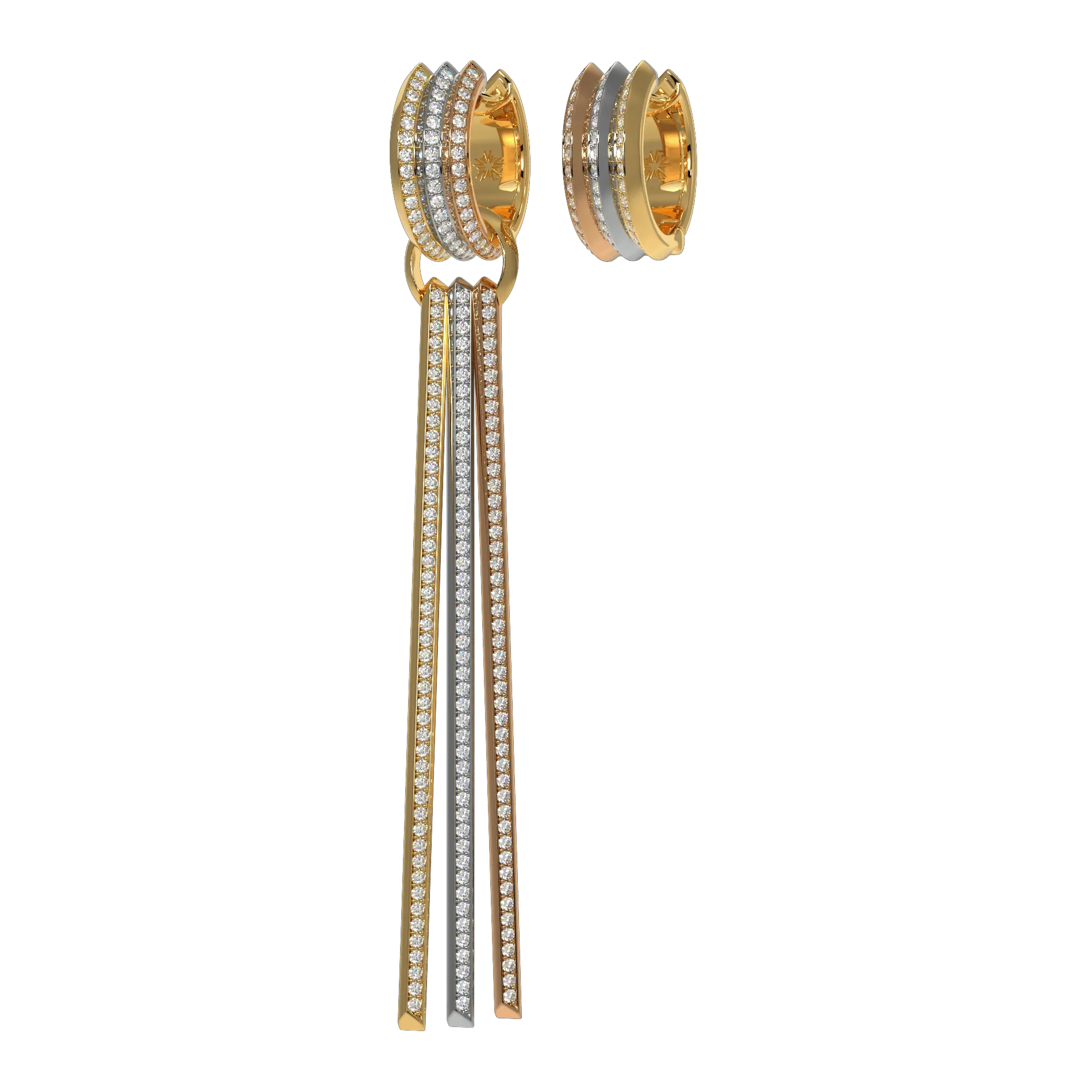 Fortune Triad Earrings with White Diamonds