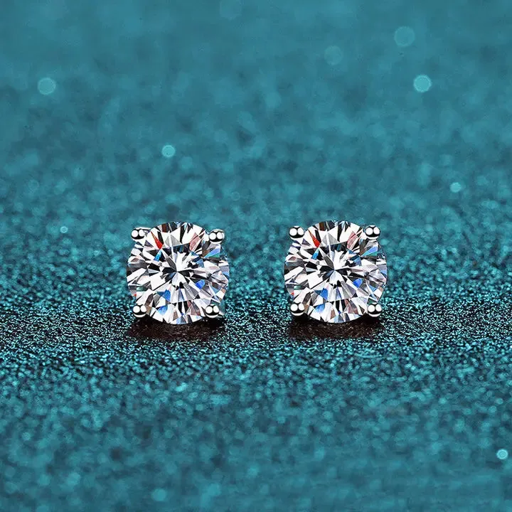 Four-Prong Moissanite Stud Earrings .4 ct