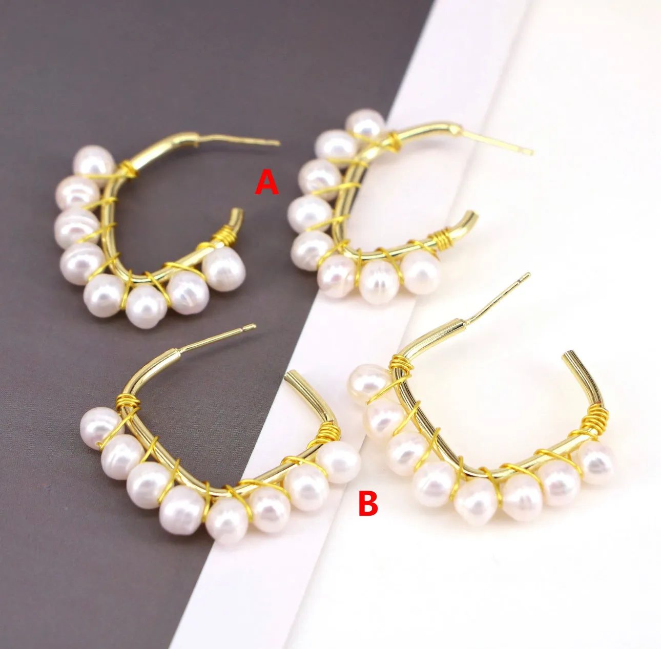 Fresh Water Pearls and Gold Plated Brass Earrings 220-41 | Erika Williner Designs