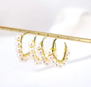 Fresh Water Pearls and Gold Plated Brass Earrings 220-41 | Erika Williner Designs