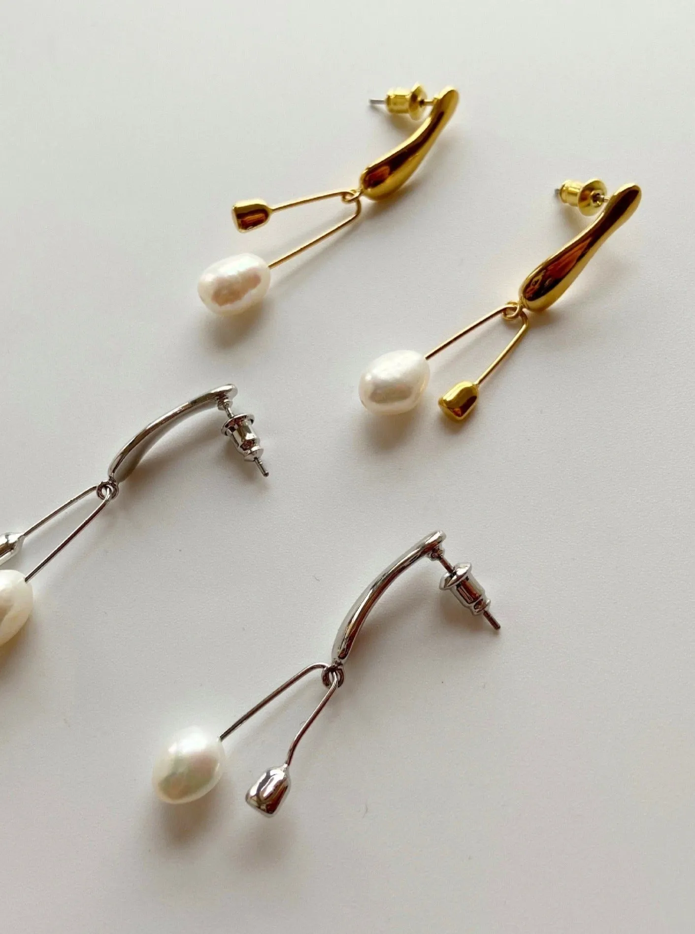 Freshwater Pearl Drop Gold Plated Earring