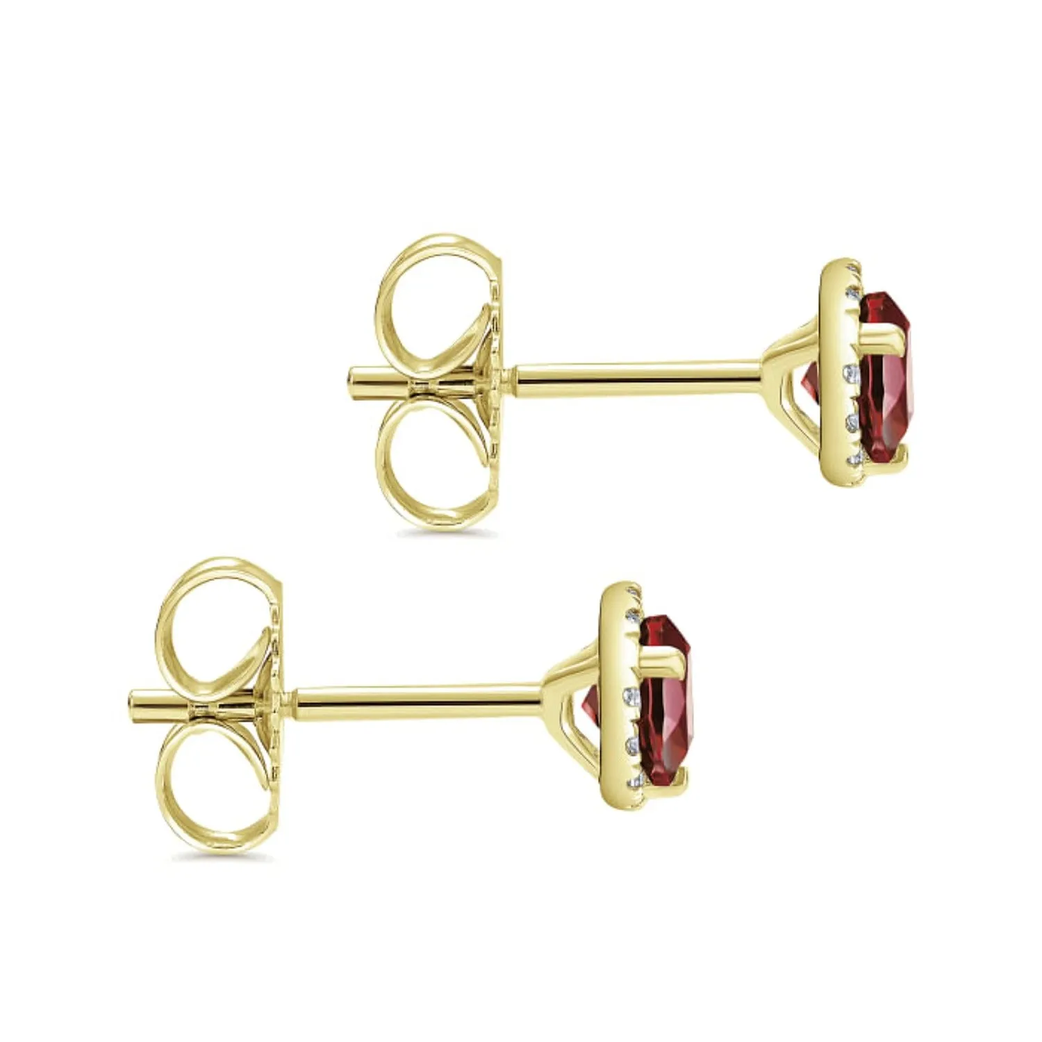 Gabriel & Co. Garnet & Diamond Halo Stud Earrings