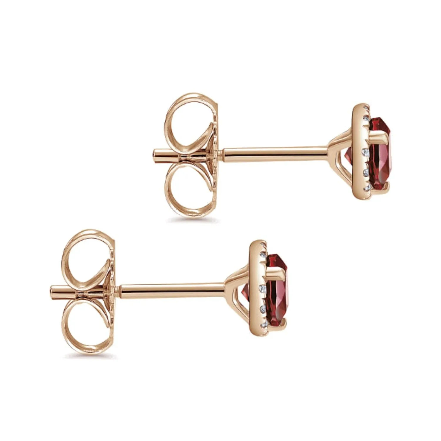 Gabriel & Co. Garnet & Diamond Halo Stud Earrings